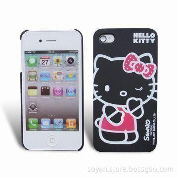 IMD Hard Crystal Case for Apple's iPhone4, with Silkscreen Printed Cartoon Image and Rubber Coating